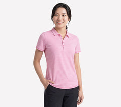 Short Sleeve On The Green Striped Polo