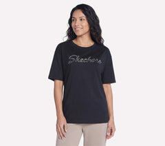 Script Diamond Studded Short Sleeve Tee